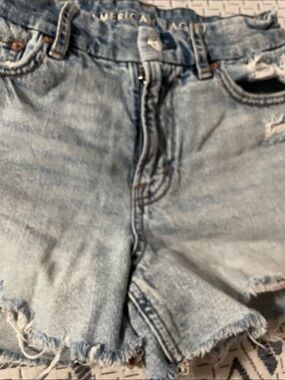 American Eagle Outfitters Light Blue Distressed Denim Shorts